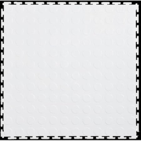 LOCK-TILE Lock-TileÂ PVC Floor Tiles, , 19.5x19.5", Coin, White LK003